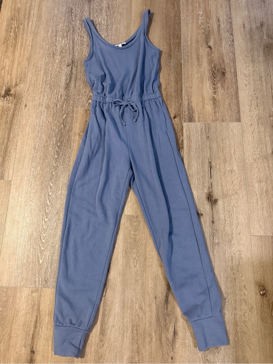Pink Rose Pants - Pink Rose Dusty Blue Sleeveless Drawstring Waist Jumpsuit